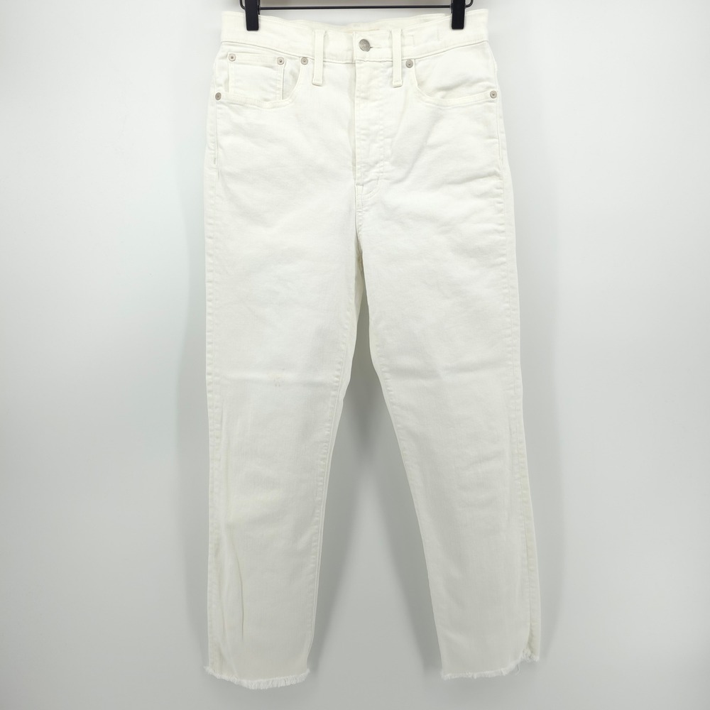 Madewell The Perfect Vintage Crop Womens Jean Size 28 White Raw Hem High Rise